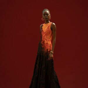 The Ember Dress – A sophisticated long evening gown with flare inserts